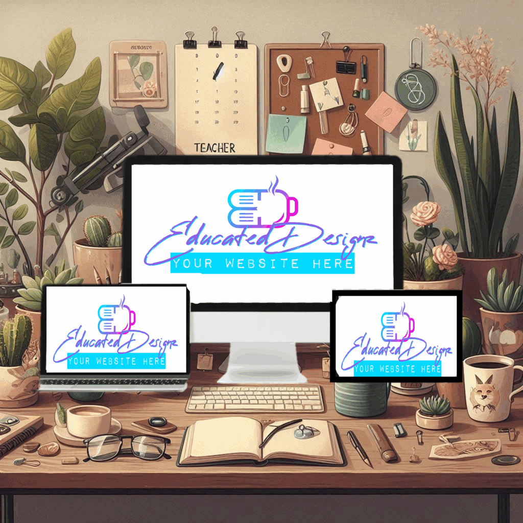 mockups with educated designz logo and your website here